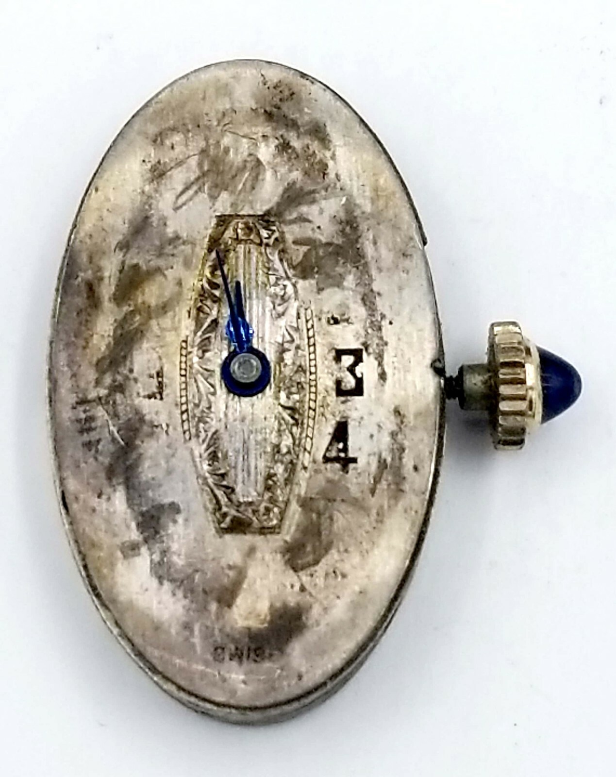 Antique Deco Warwick Swiss 17 Jewel Wrist Watch Movement 25 mm x 14.5 mm #M60