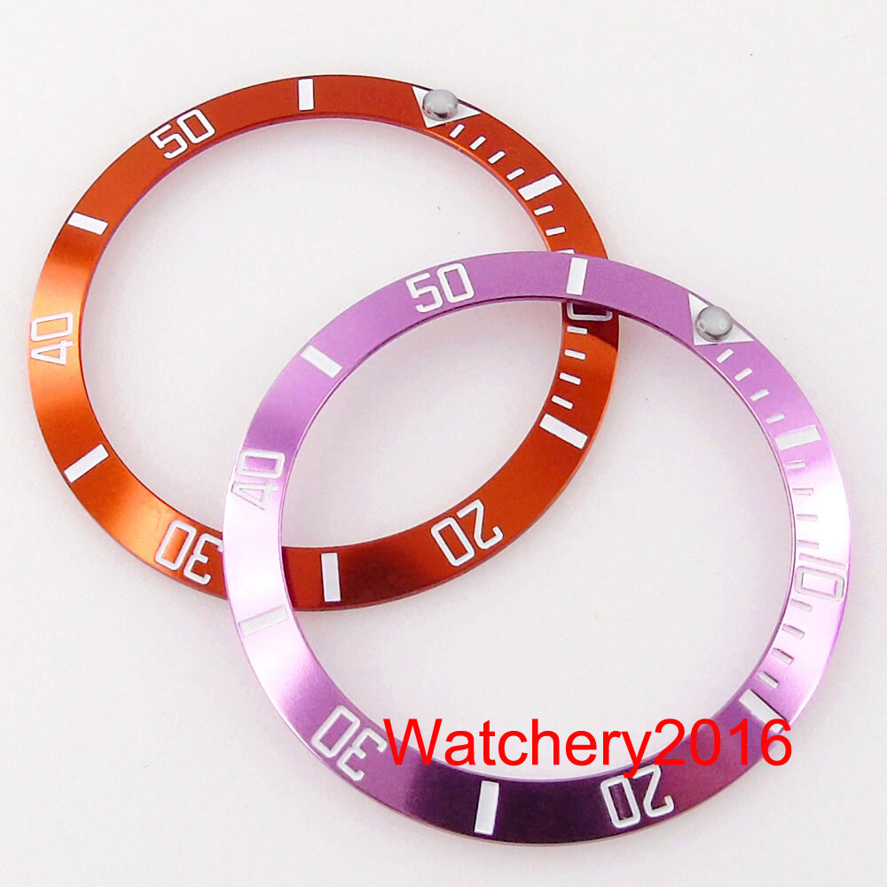 New Purple Orange 38mm*30.6mm Alloy Slope Watch Bezel Ring Insert fit 40mm Case