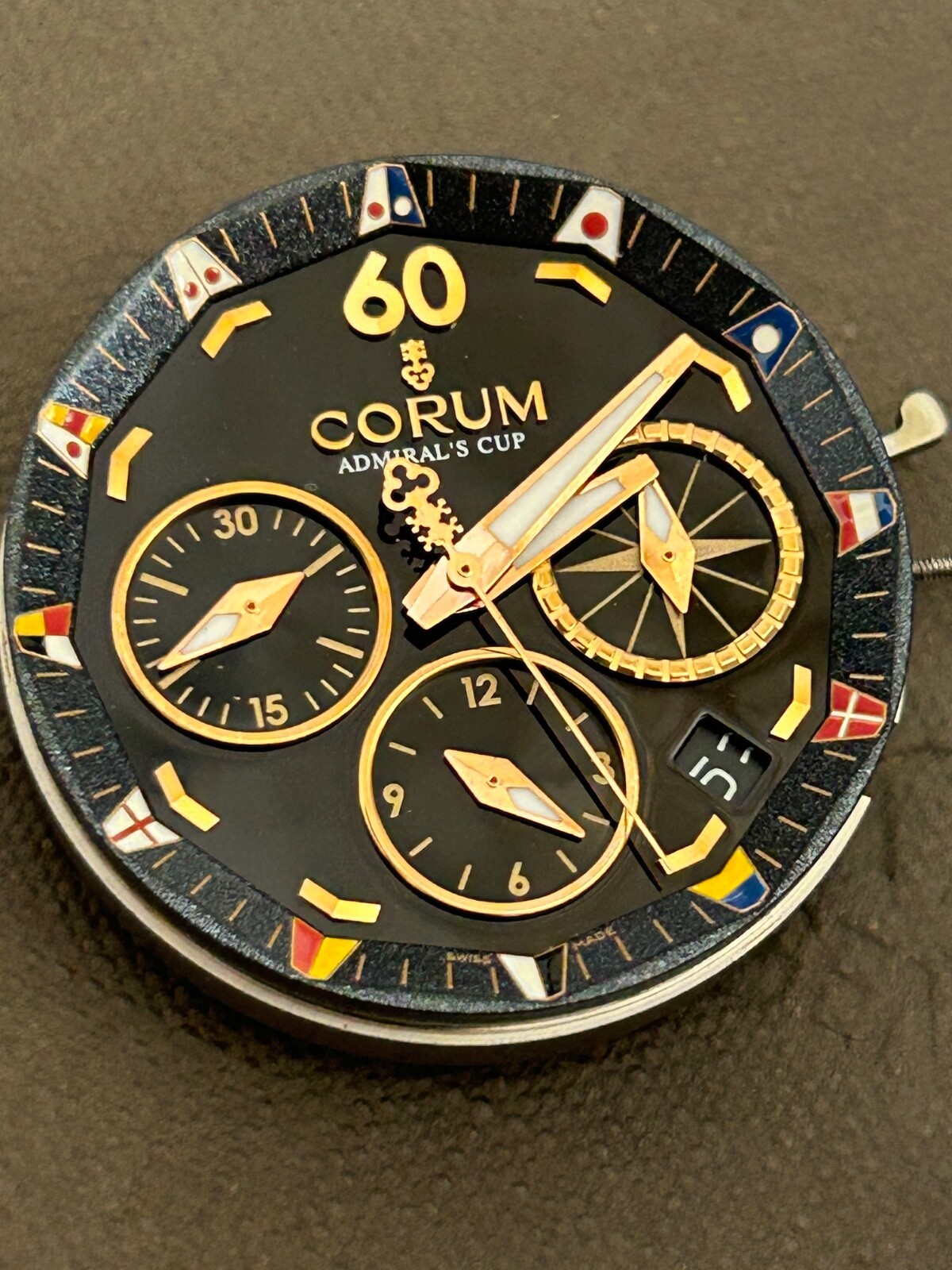 Corum Admiral*s Cup Chronograph Movement ETA 2894 Working need service Black