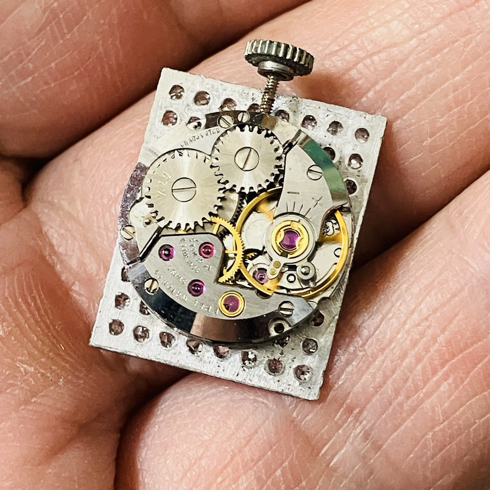 Solid 14k Gold ( Tested ) Ebel Diamond Dial Manual Wind Cal 2412 Movement Runs