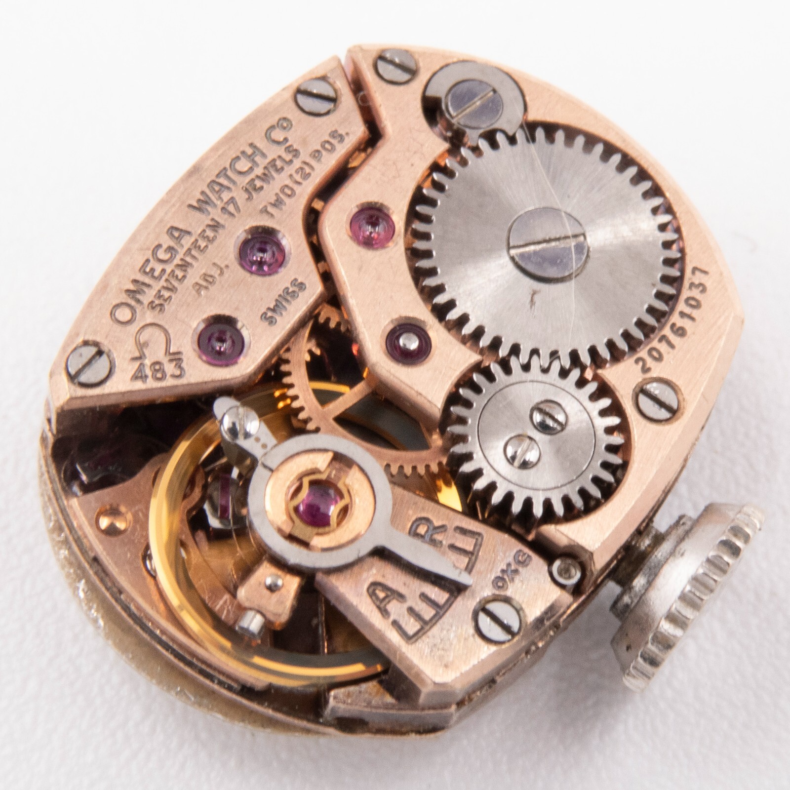 Vintage Omega Caliber 483 17-Jewel 2-Adjustment Wristwatch Movement, Runs