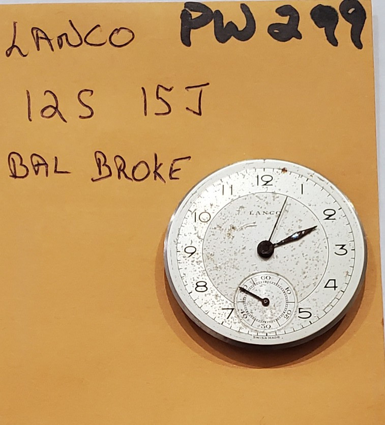 LANCO 12 S 15J POCKET WATCH MOVEMENT PW299
