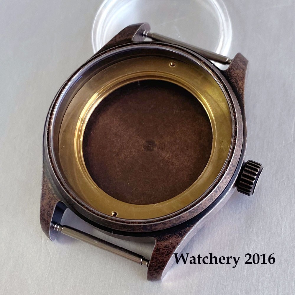 Tandorio 39mm Coated Bronze Pilot Vintage Watch Case Fit NH35 PT5000 Miyota 8215