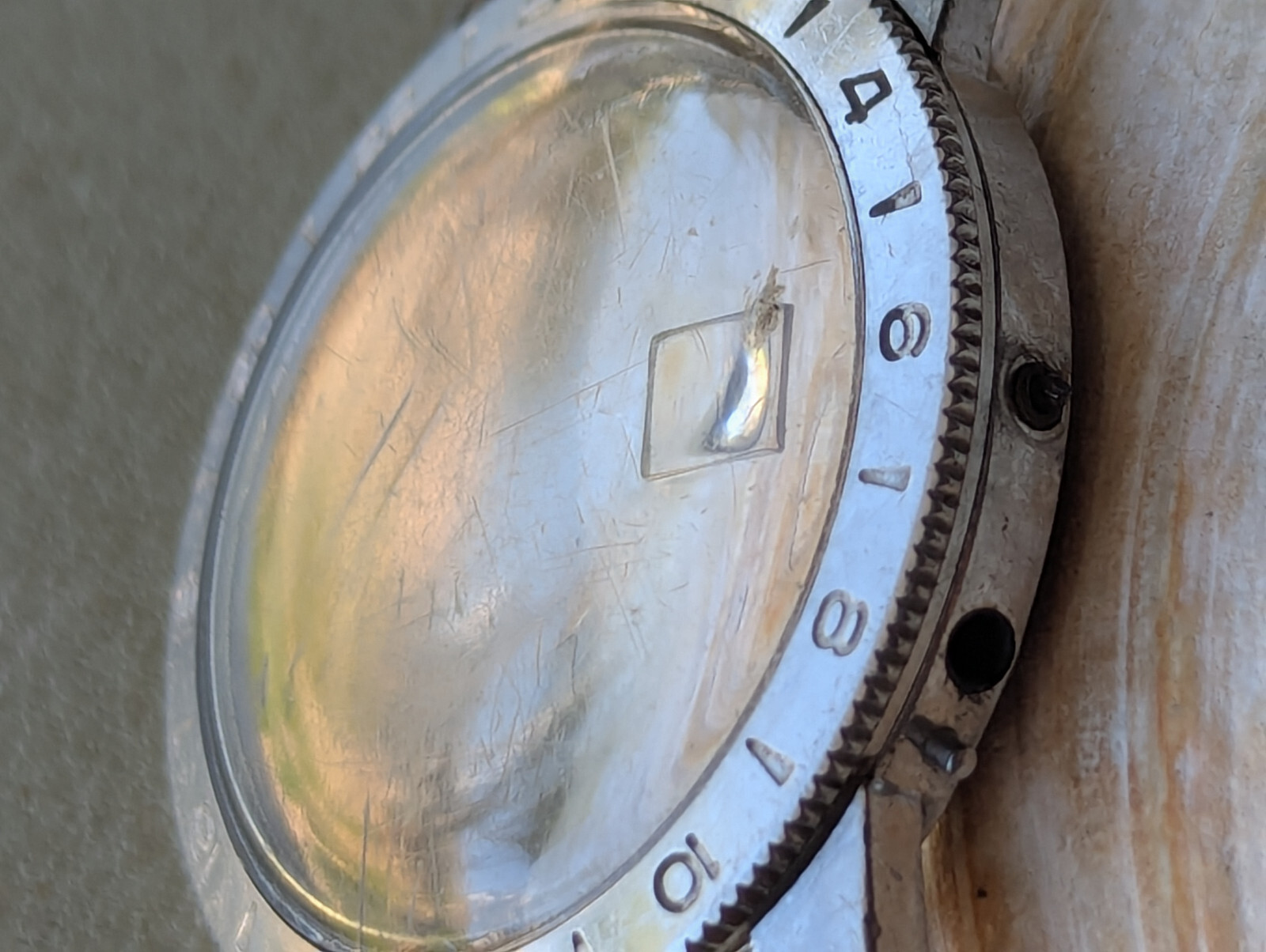 Genuine Vintage 1960’s Glycine Airman Pilot’s Watch BEZEL/MID-CASE/CRYSTAL ONLY