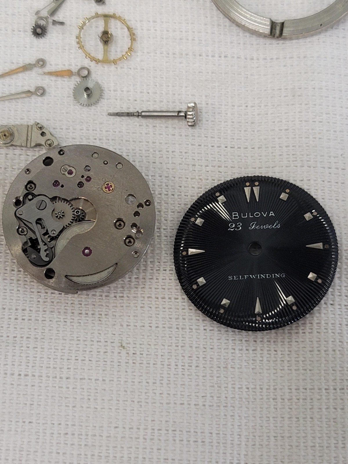 Bulova Automatic Watch Movement 10BZAC 30J 23j Dial Crown Hands Part Bulk