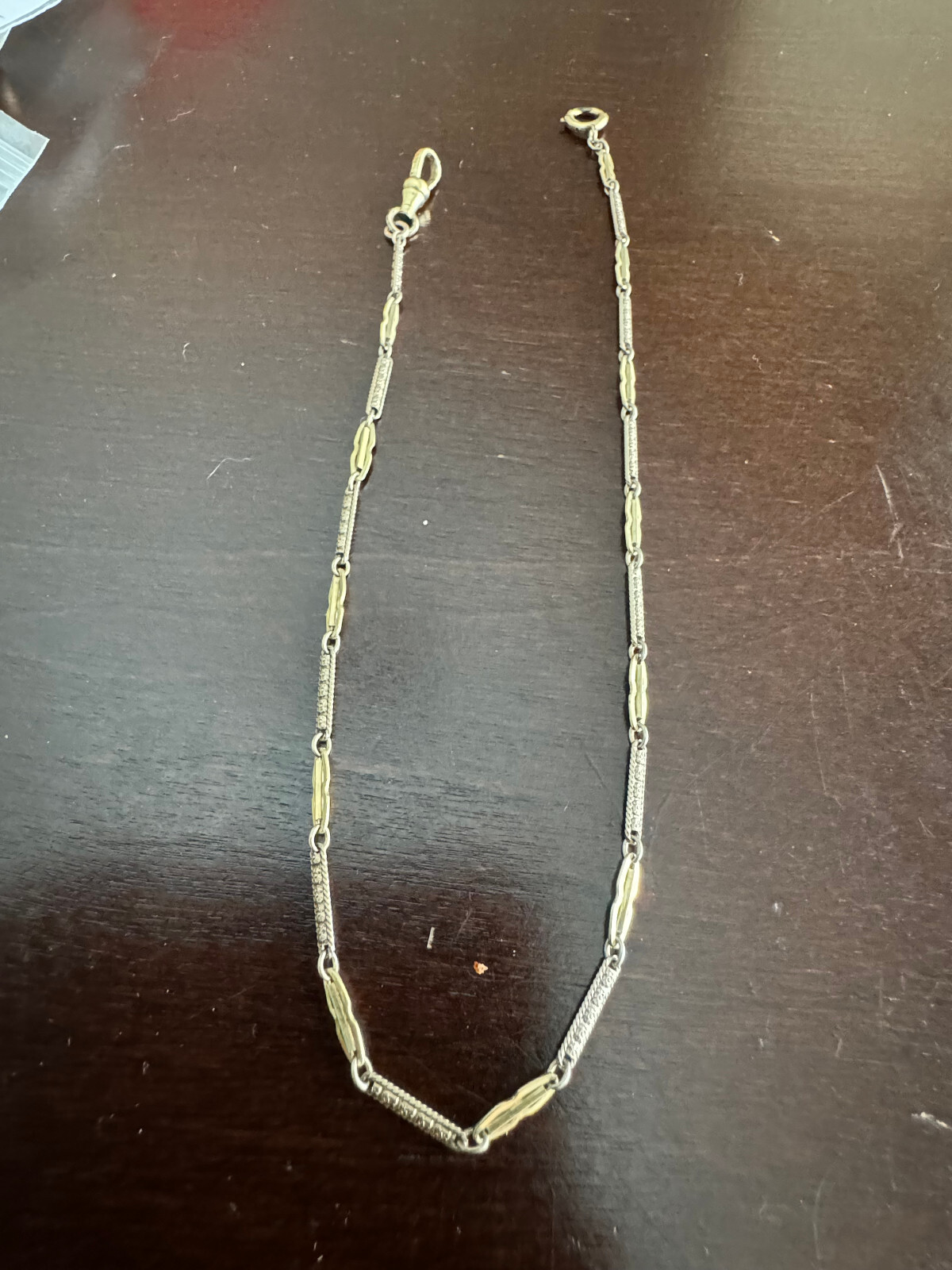 VINTAGE 13.5 INCH A&Z POCKET WATCH CHAIN TWO TONE GOLD 14K GOLD FILLED
