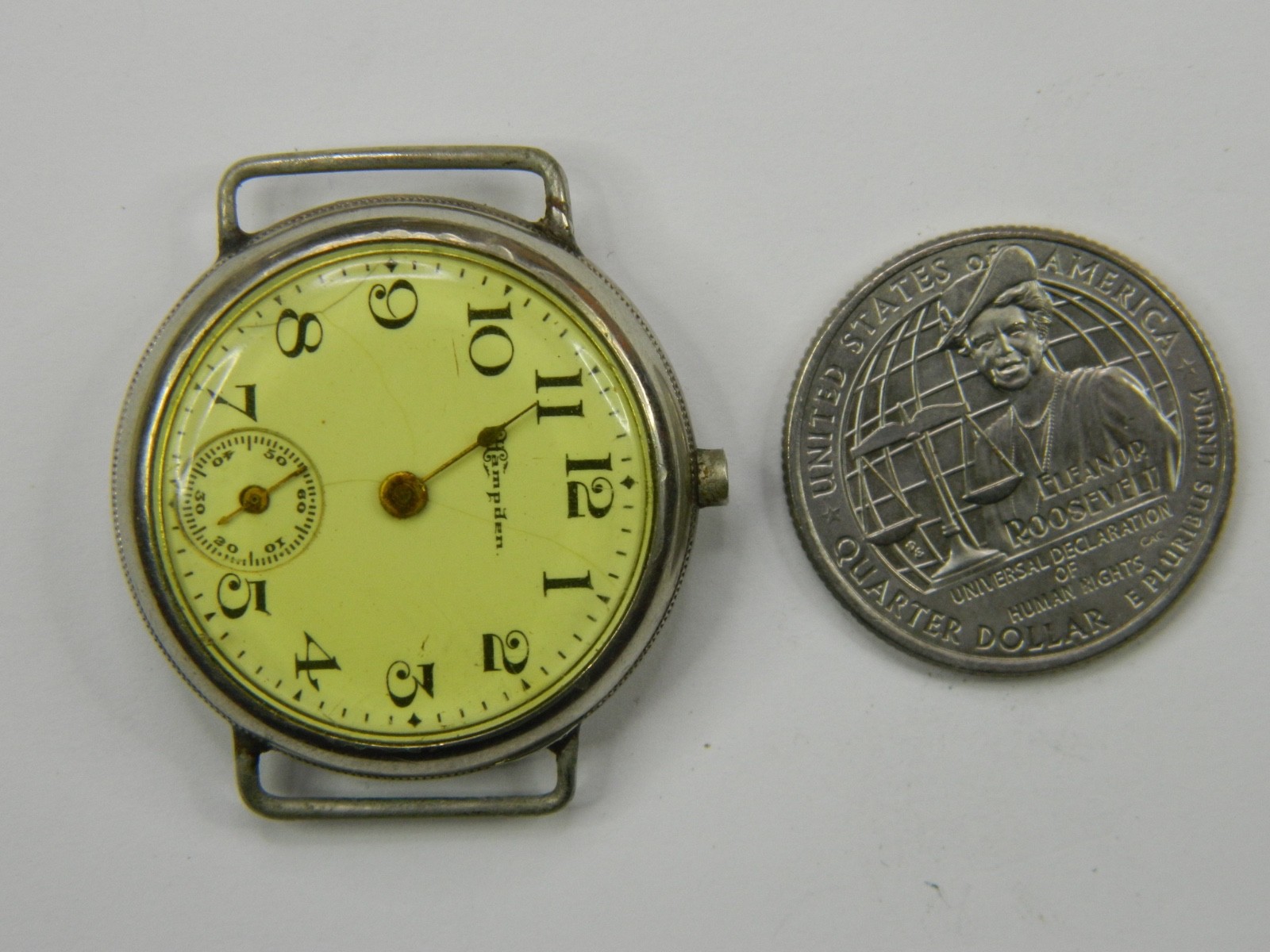 RARE VINTAGE 1910 PRE-WW1 HAMPDEN GOLD FILLED WIRE LUGS TRENCH WATCH REPAIR