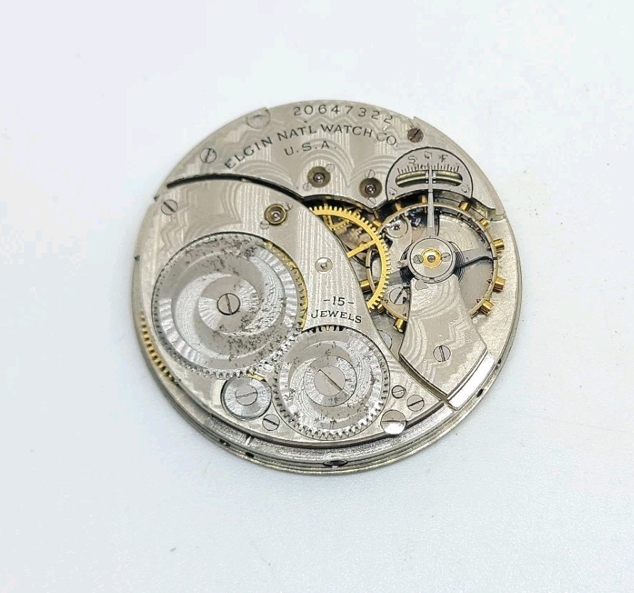 1918 Elgin Model 3 Grade 315 15J 12s Pocket Watch Movement For Repair