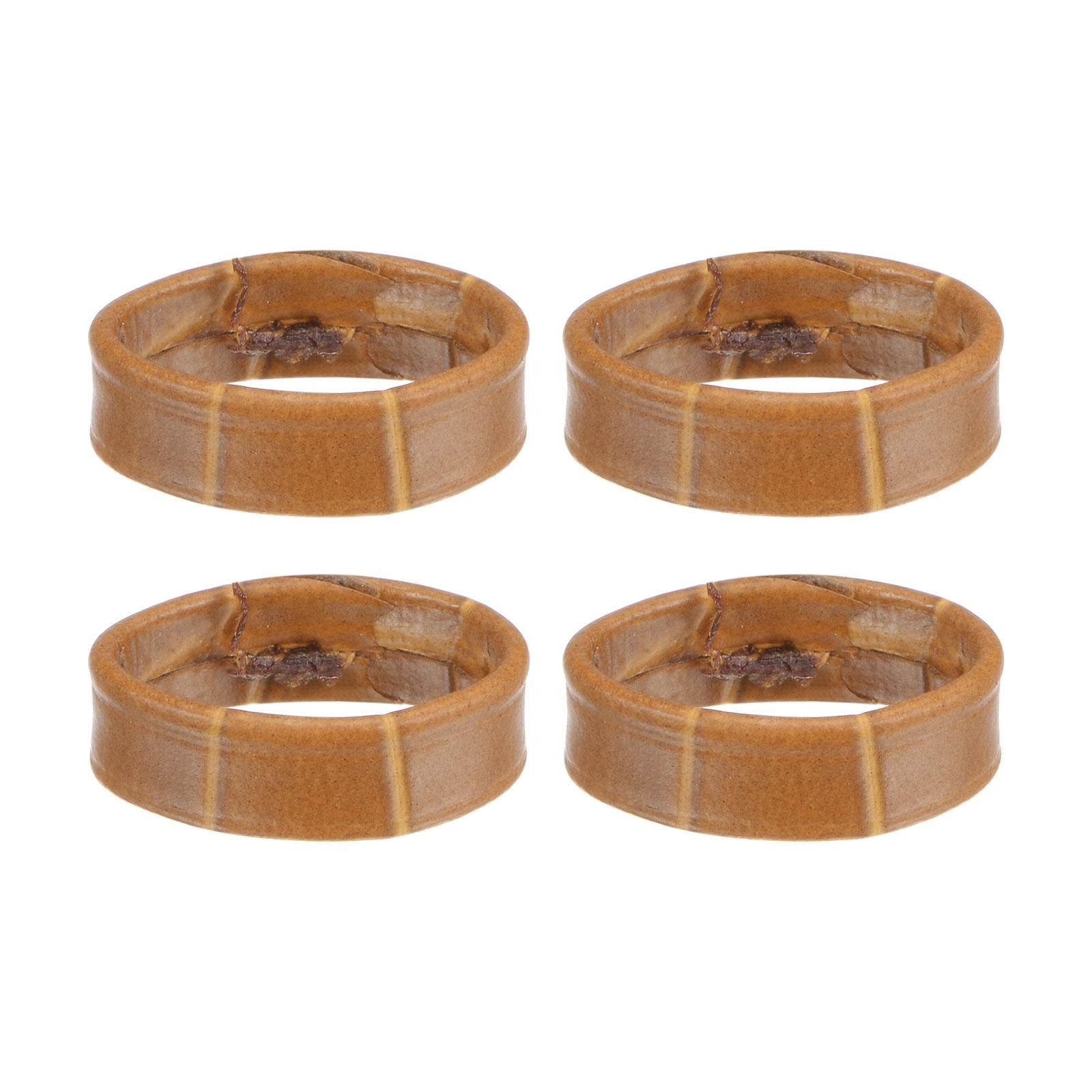 4 Pcs PU Leather Loops Retaining Ring for 16mm Width Watch Band, Brown