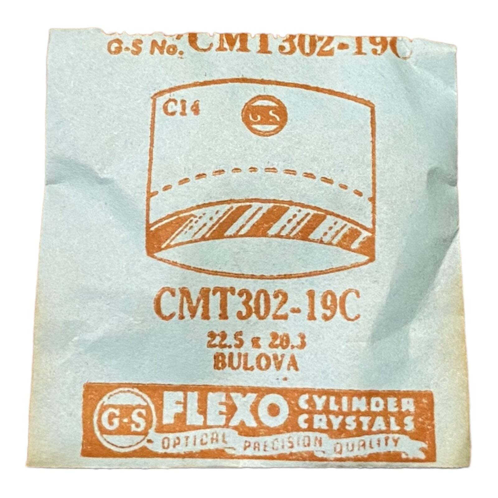 Germanow-Simon Mach (GS) CMT302-19C Watch Crystal 22.5×20.3 NOS Part Bulova
