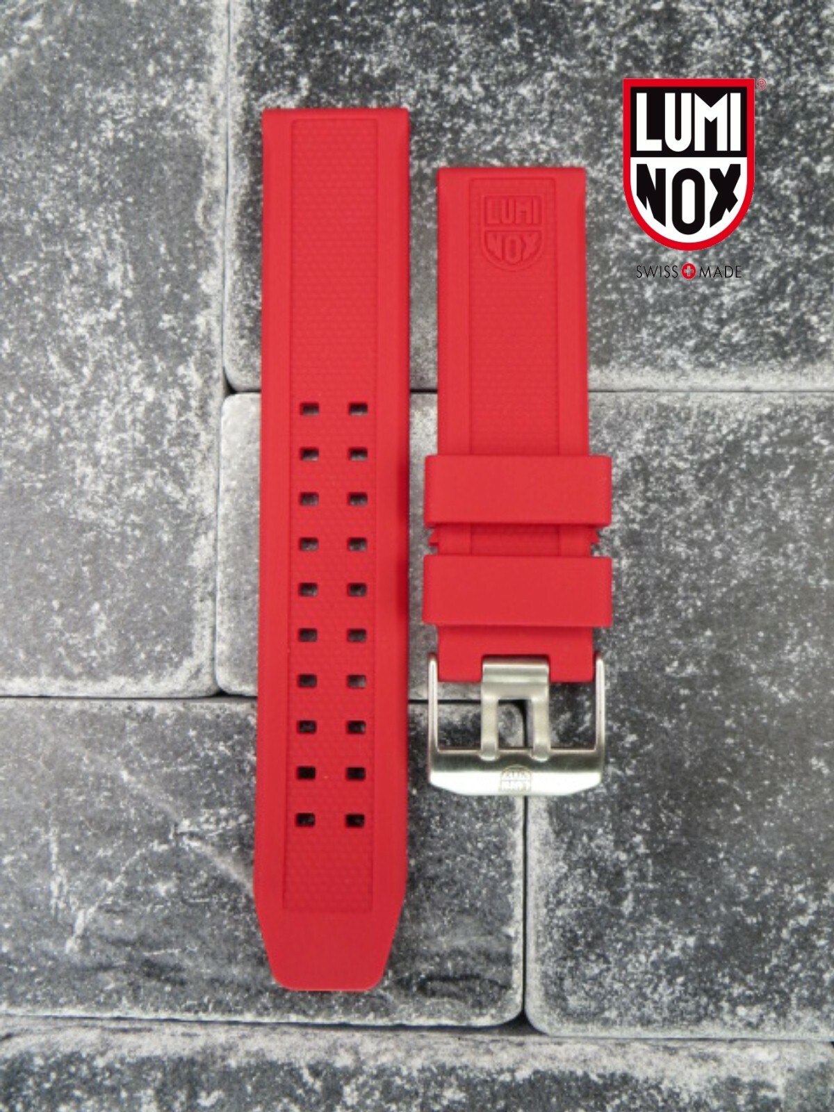 New LUMINOX 23mm Rubber Strap EVO Diver Watch Band 3050 3950 Colormark Red x1