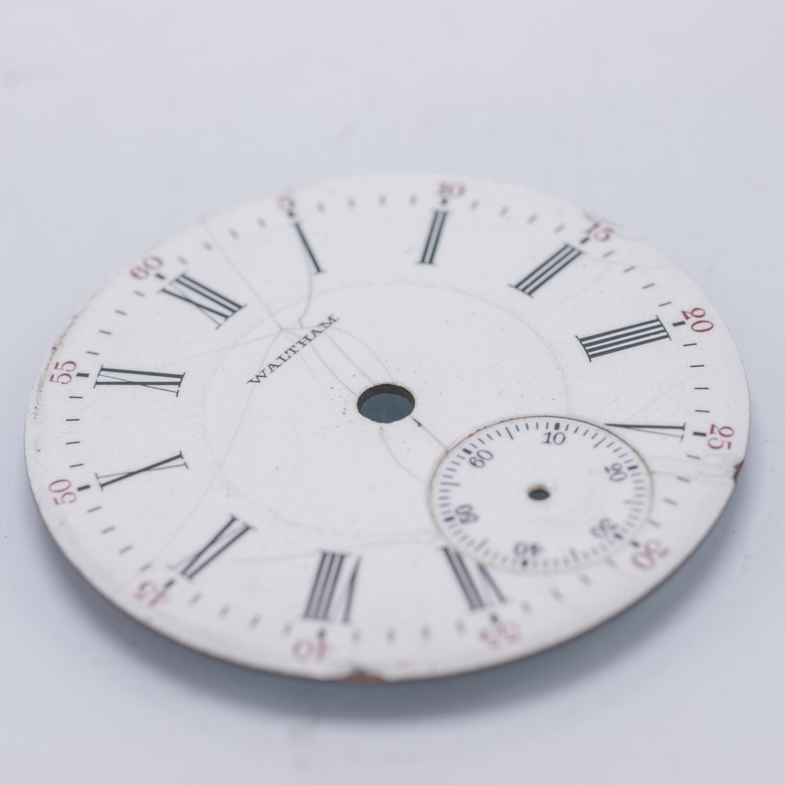 Waltham 18s Roman Numeral Double Sunk Pocket Watch Dial 44.8mm Mod. 1857 1859