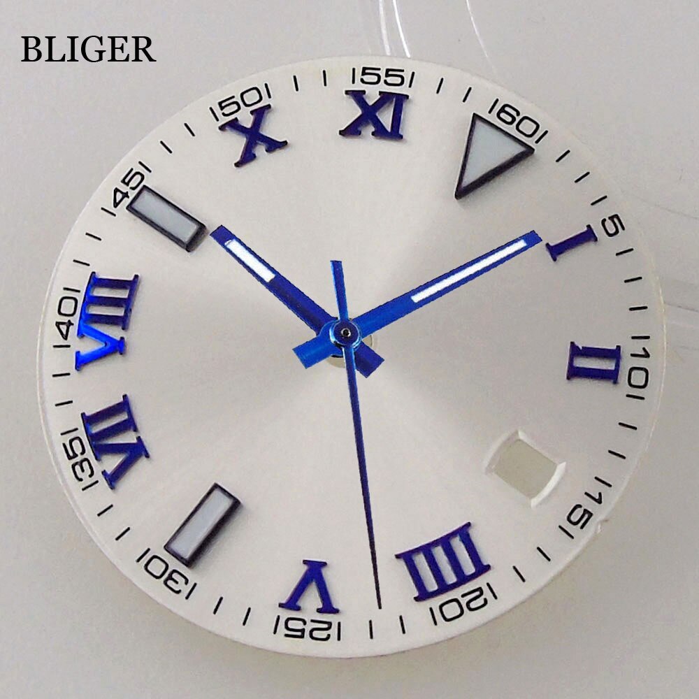 29mm Silver Watch Dial Blue Roman Numerals Datejust Hand Fit NH35A MIYOTA 8215