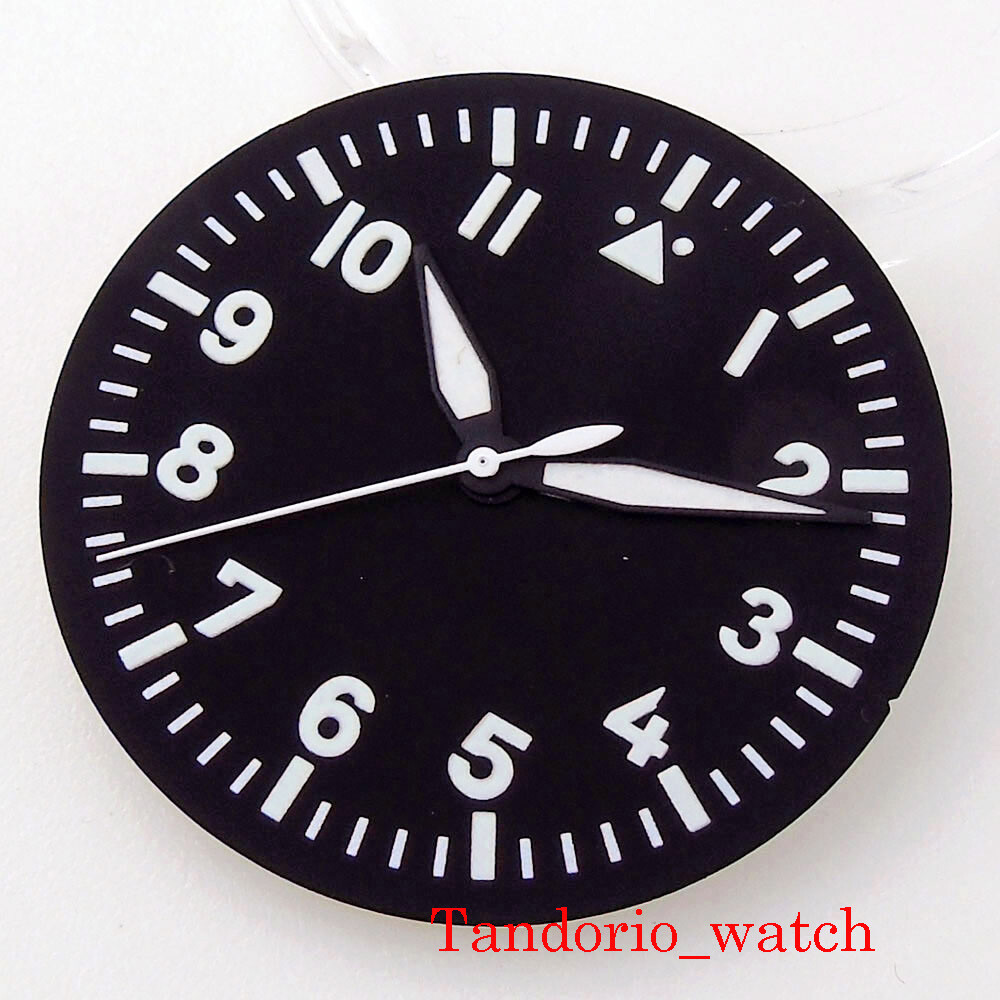 35.5mm Black Sterile Watch Dial Hands Green Luminous Fit NH35 NH36 MIYOTA82 ETA