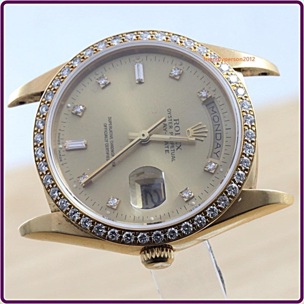 Ref 18348 ROLEX Day-Date Double Quick Set 31 Jewels Automatic Pave Diamond Bezel