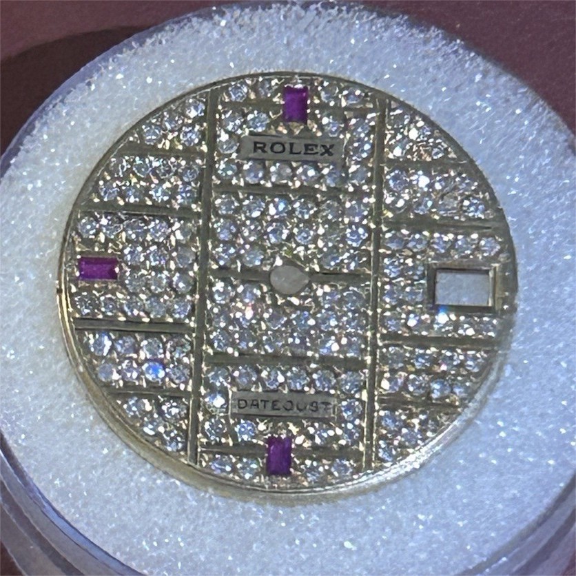 Rolex 31mm Midsize Datejust/President Custom Pavé Diamond Ruby Dial