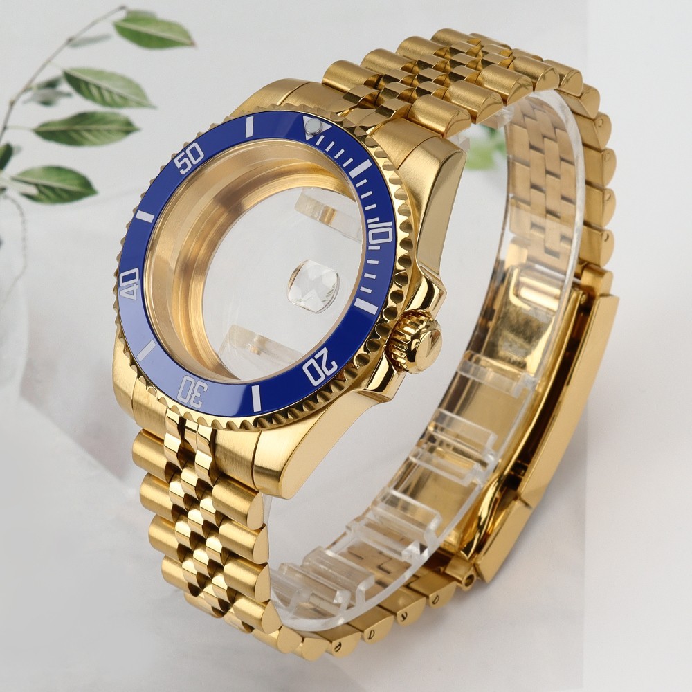 Oyster Perpetual Watch Case Golden 40mm+Bracelet 316L Steel For Seiko NH35 NH36