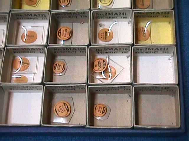 2 WATCH-CRAFT 1948 Boxes CRYSTALS Nos. 1 & 2 C.&E. MARSHALL CO. (boxes 6×2)