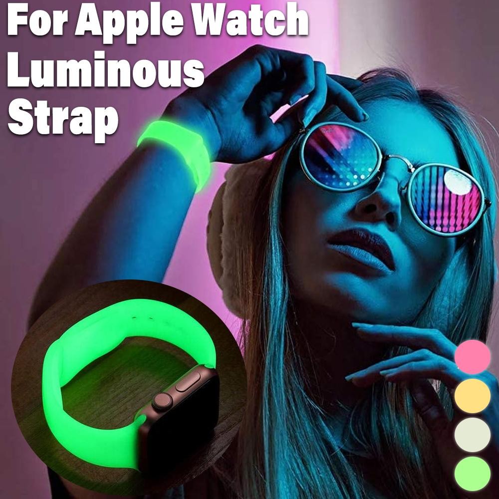 Luminous Silicone Strap for Apple Watch Band Ultra 49mm 9 8 7 45/41mm Sport Band