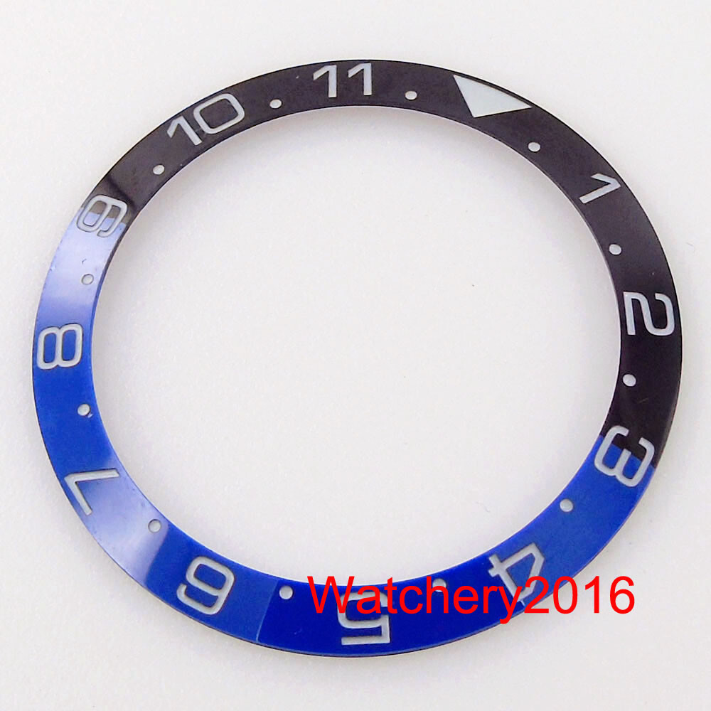 New Blue Black Watch Ceramic Bezel Insert 38mm*30.6mm Slope Engraved Marks Fit G