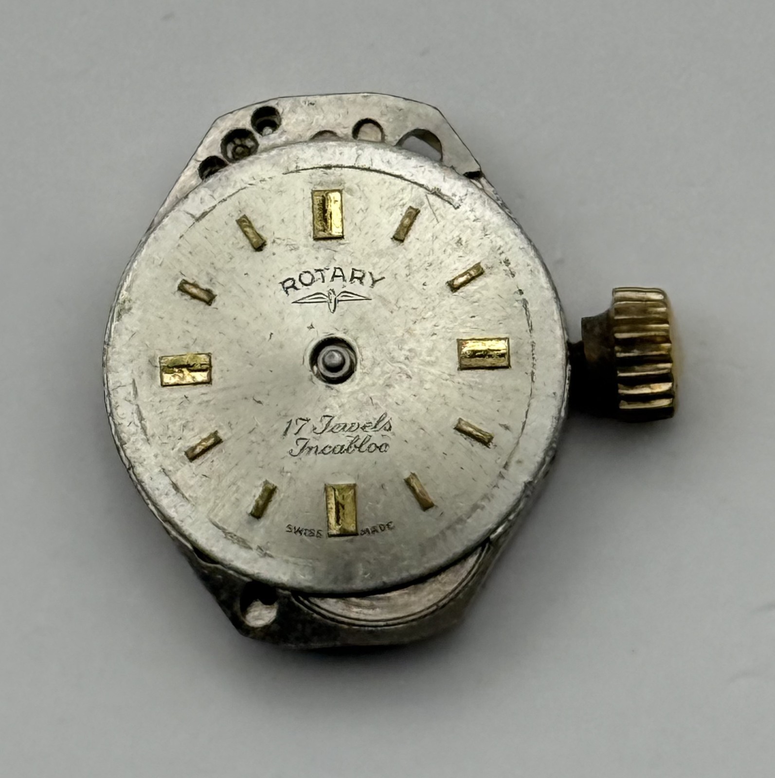 FHF 609 Watch Movement Rotary 17 Jewels Swiss Manual Wind Parts Repair 15.3mm