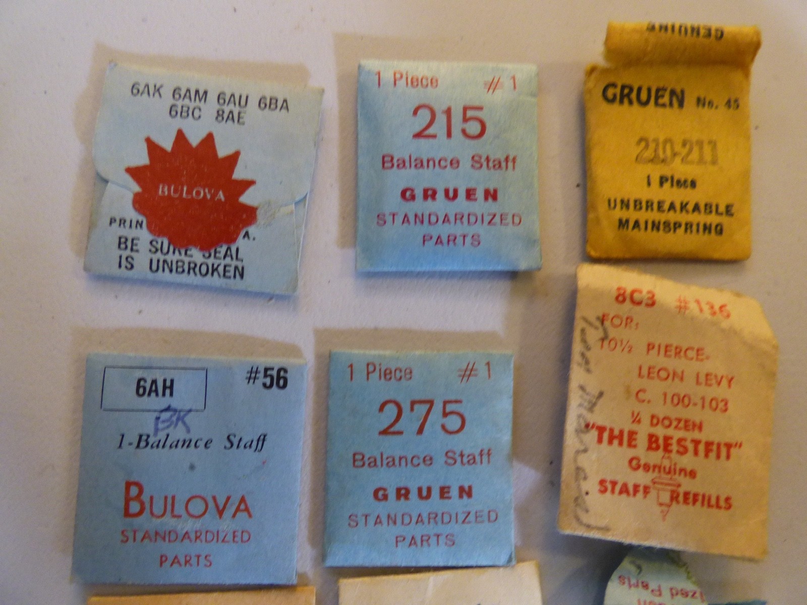 Vintage Wrist Watch Balance Staff MISC Lot *NOS* Seiko Sportsman, Bulova, Gruen