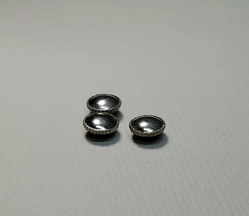 3 Vintage NOS White Gold-Filled Tap 10 Crowns-6.08mm Diameter