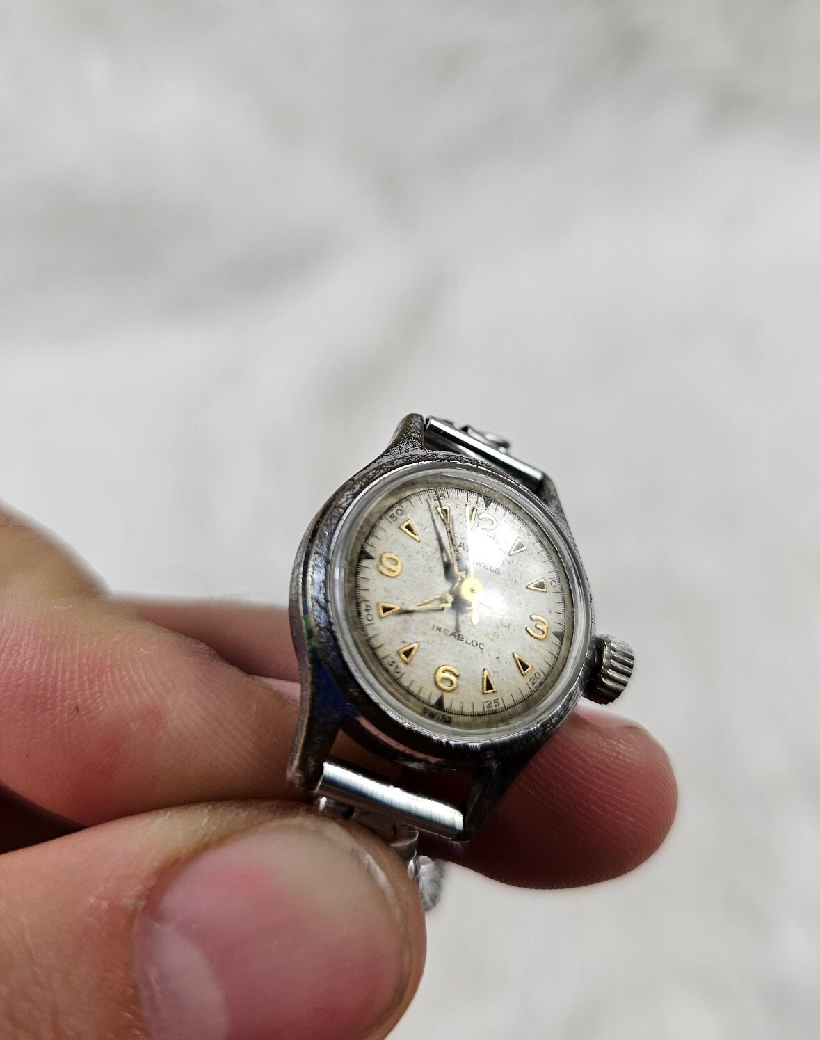 Vintage 1940’s Baldwin 17 Jewels Incabloc French Dress Watch w/Midsize All SS
