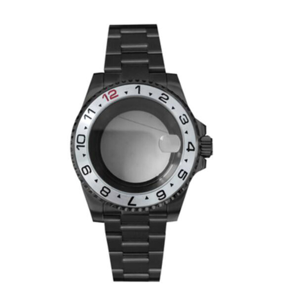 PVD Black SUB Watch Case+Strap 40mm Sapphire Glass 5ATM Waterproof for NH35/NH36