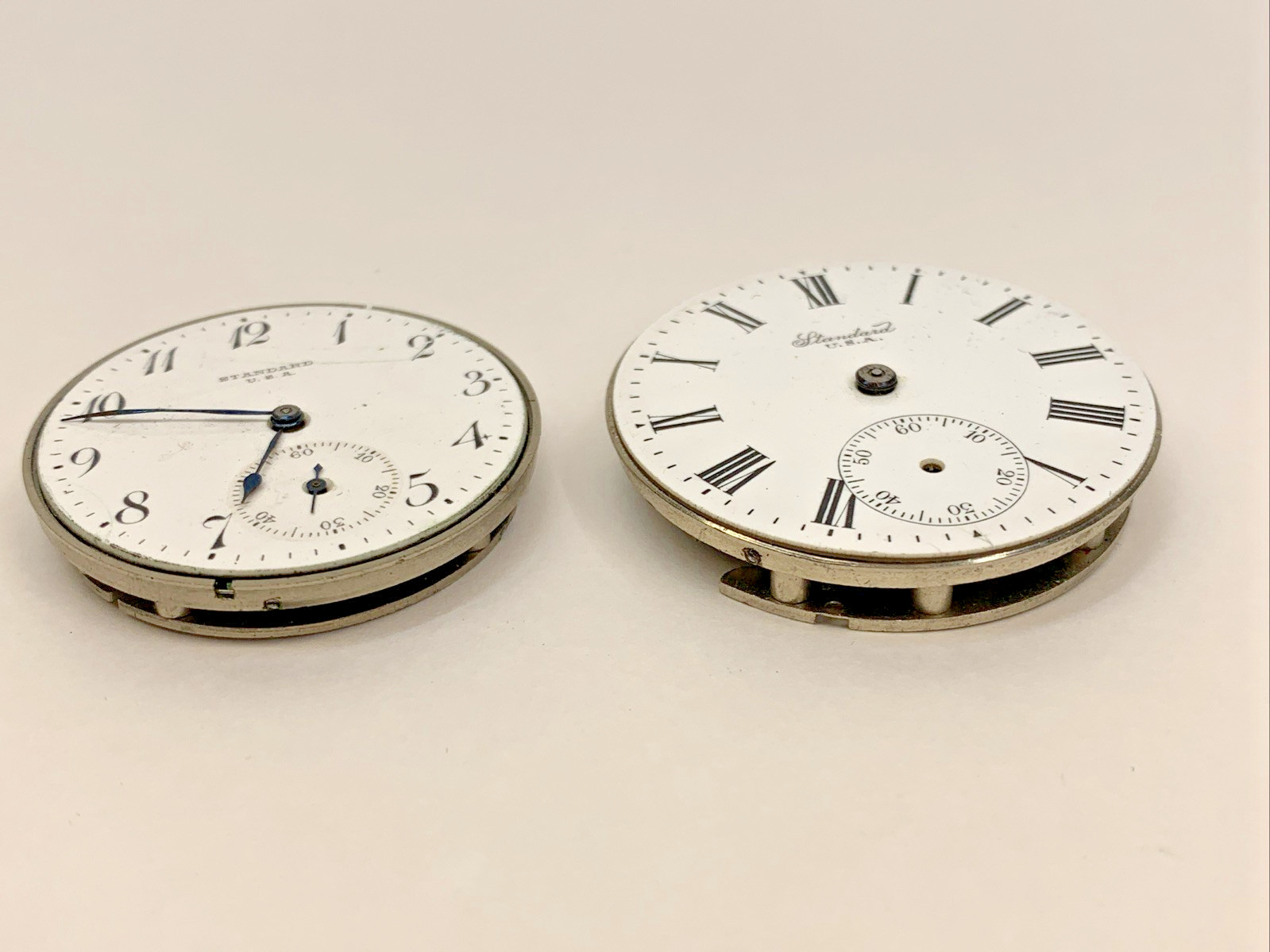 Vintage New York Standard 2 Pocket Watch Faces for Parts Repurpose Repair BROKEN