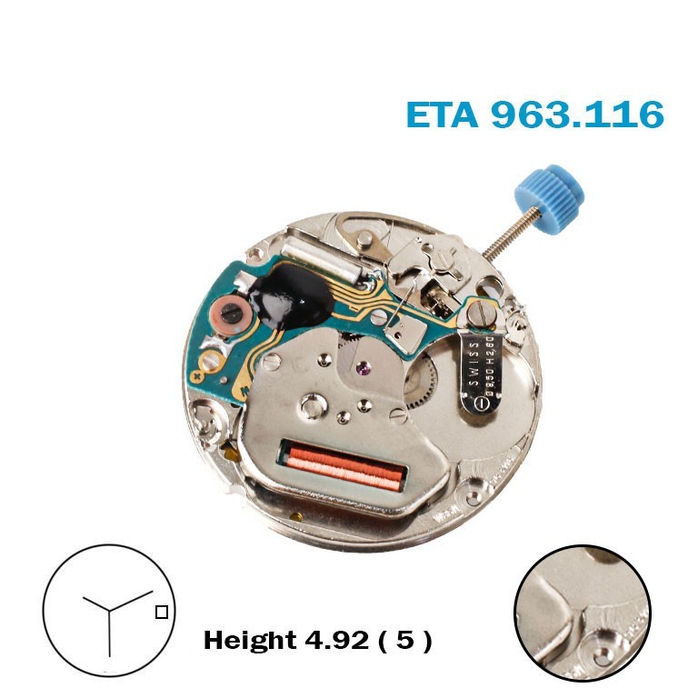 ETA 963.116 or 963.114 SWISS🇨🇭 Made Movement, White Date Disk at 3 , 3Hands