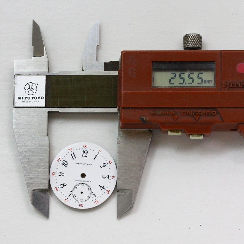 Tiffany & Co. 6/0 Size White Enamel Red Five-Minute Track Single Sunk Swiss Dial