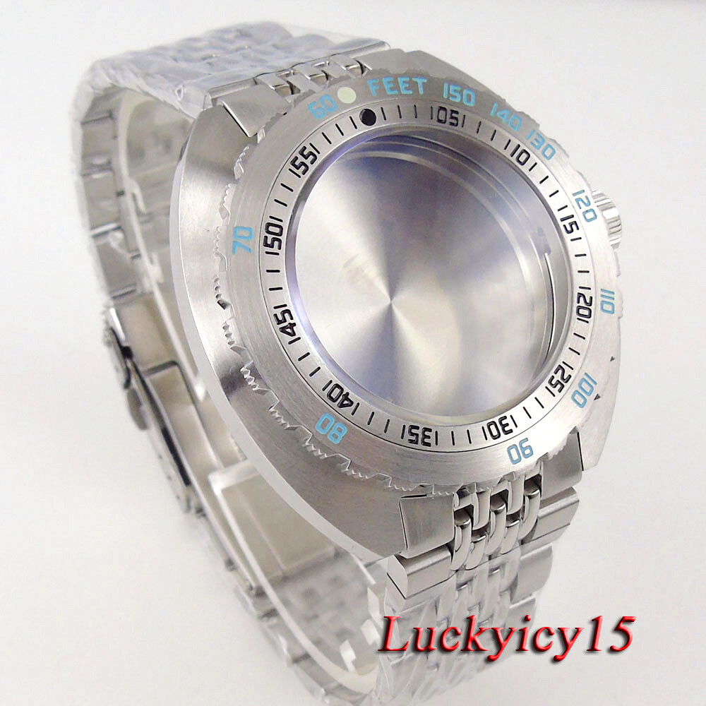 New 45mm 20ATM 316L Stainless Steel Black Silver Watch Case For Japan NH35A NH36