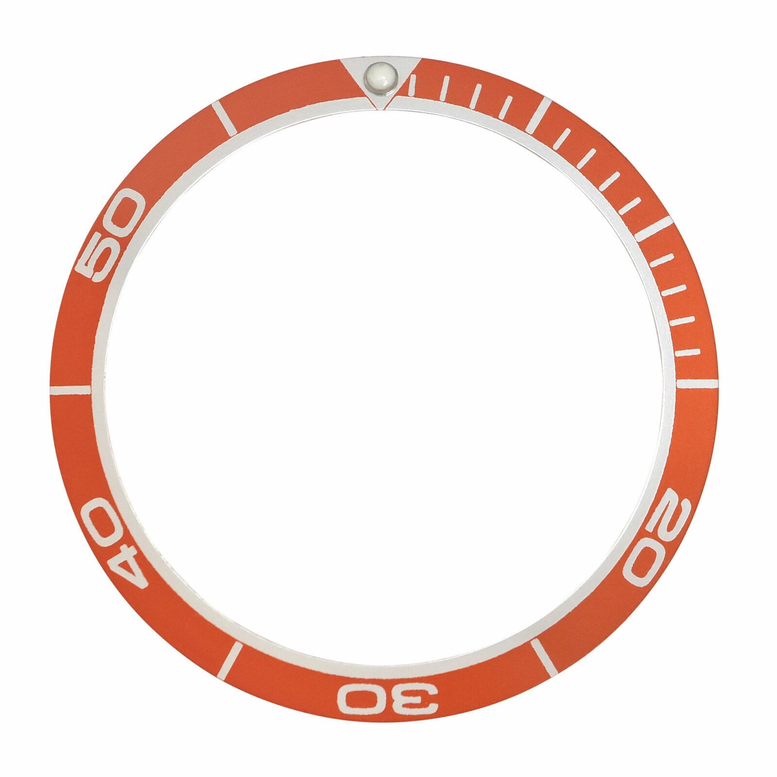Orange Aluminum Replacement Bezel Insert 41.30mm x 33mm Silver Numbers