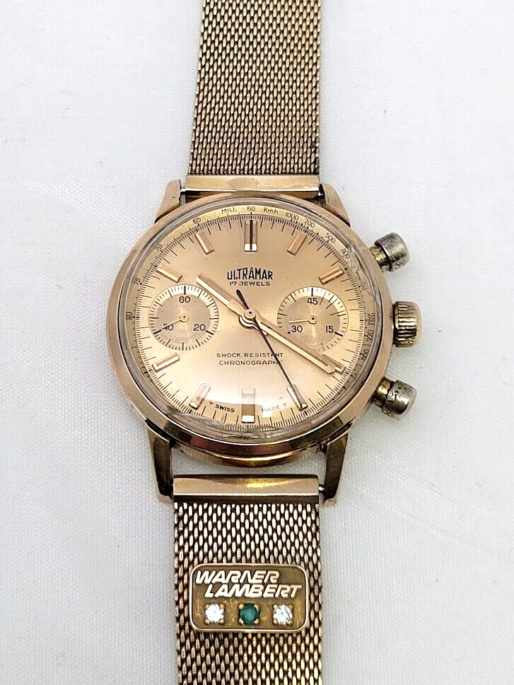 🔥🔥 Very.. Very Rare! & Vintage! ULTRAMAR – WARNER LAMBERT 10 K GF, Wristwatch!