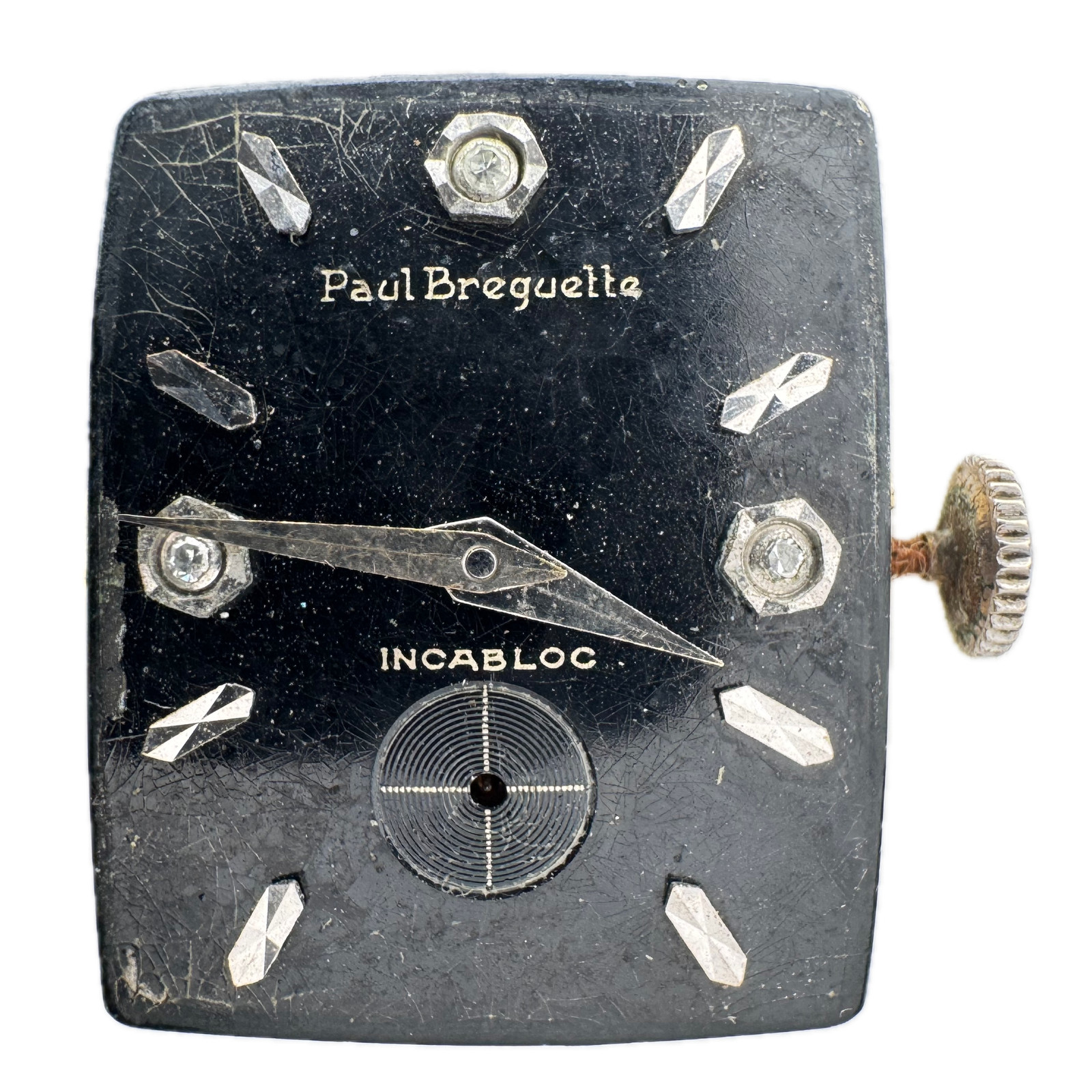 Vintage Paul Breguette Black Dial 17J Crystal Indices Wristwatch Movement Swiss