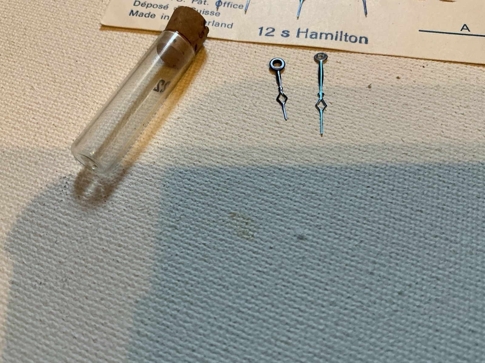 VINTAGE NOS HAMILTON, 12 SIZE BLUE CATHEDRAL HANDS ONE HOUR AND ONE MINUTE HAND
