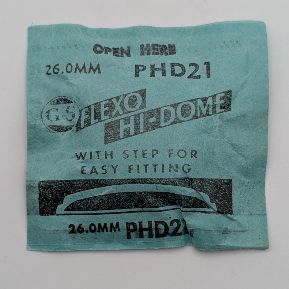 26mm Acrylic Watch Crystal GS Flexo Hi-Dome Stepped Edge Clear PHD21