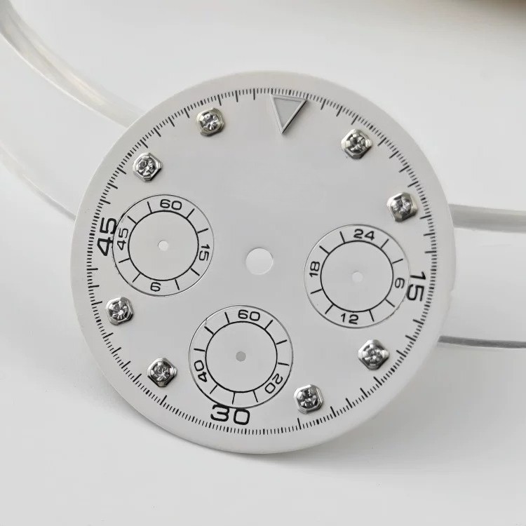 VK63 Chronograph Watch Dial Blue Multi Function Luminous Face Quartz Mod Parts
