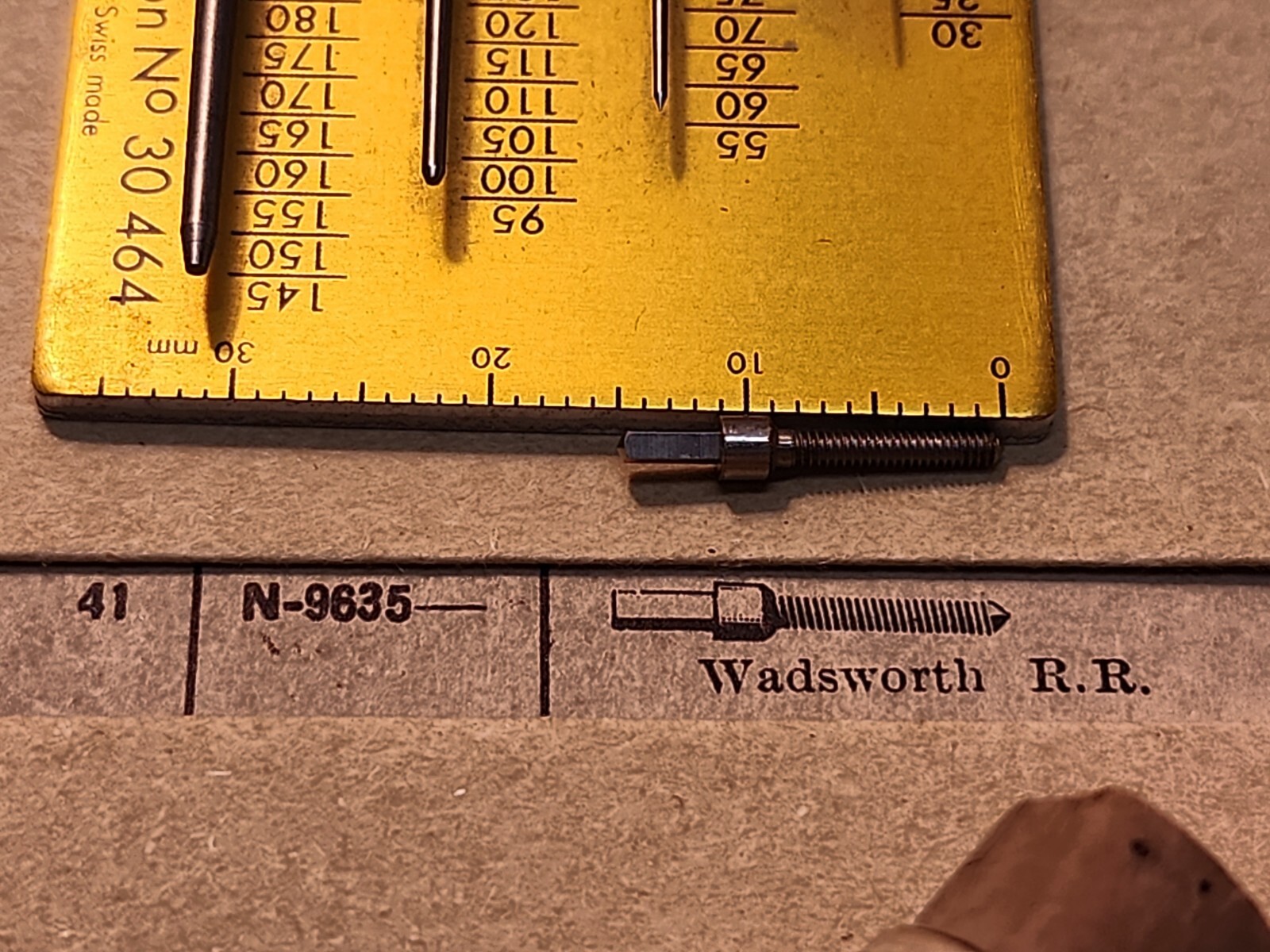 NOS American Pocket Watch Wadsworth RR Stem N-9635 16s Square 6s Thread Tap 2