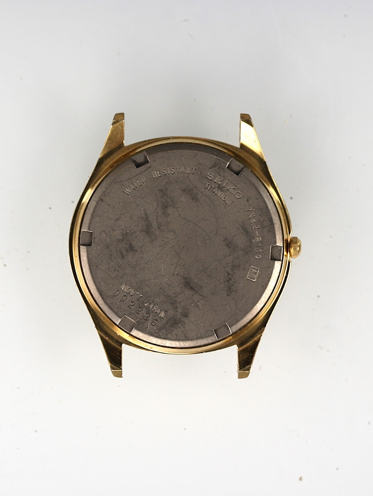 Seiko Watch Men 7N42-8109 Titanium WR Gold Stainless Day Date Quartz NON WORKING