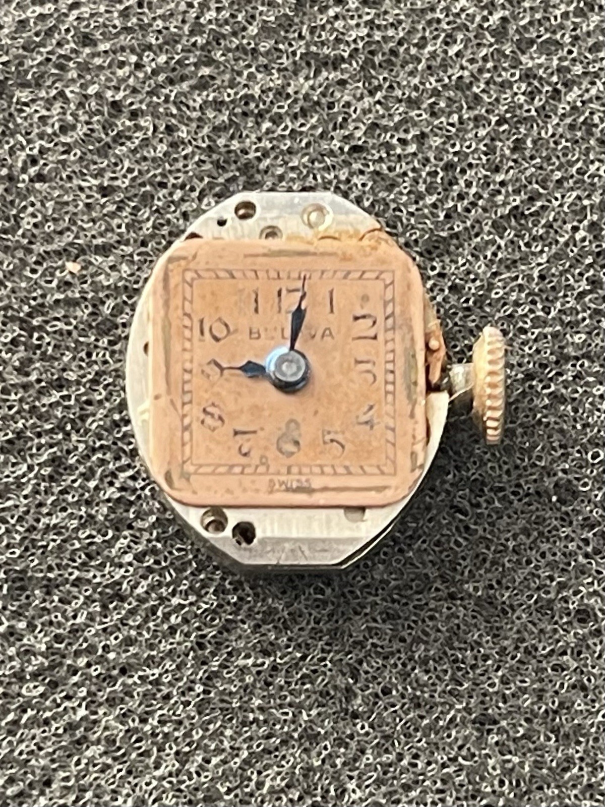 Bulova 5AB Watch Movement – 17 Jewels – For Parts or Repair – TM2563