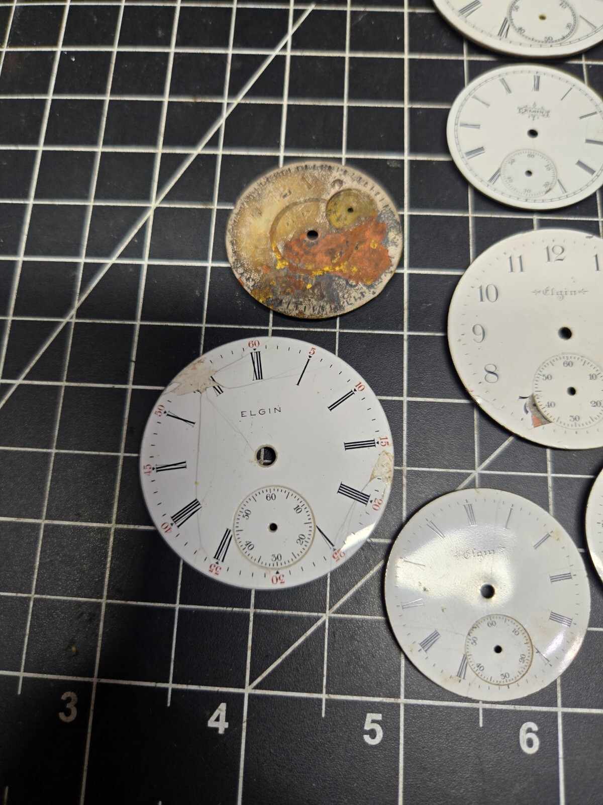 vintage elgin pocket watch dial lot repurpose steampubk craft sub railroad