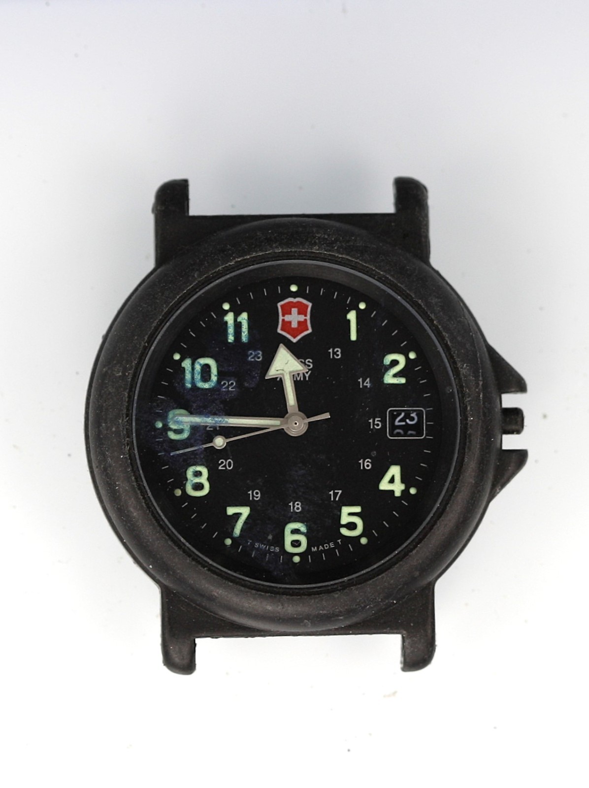 Swiss Army Watch Men Black Plastic Stainless St WR Batt Date Quartz NON-WORKING