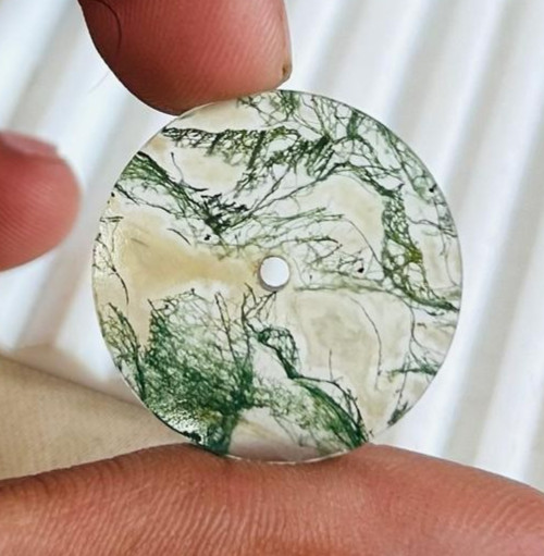 Moss Agate Watch Dial, 24.5mm Round Stone Disc for Jewelry Making GMC-314