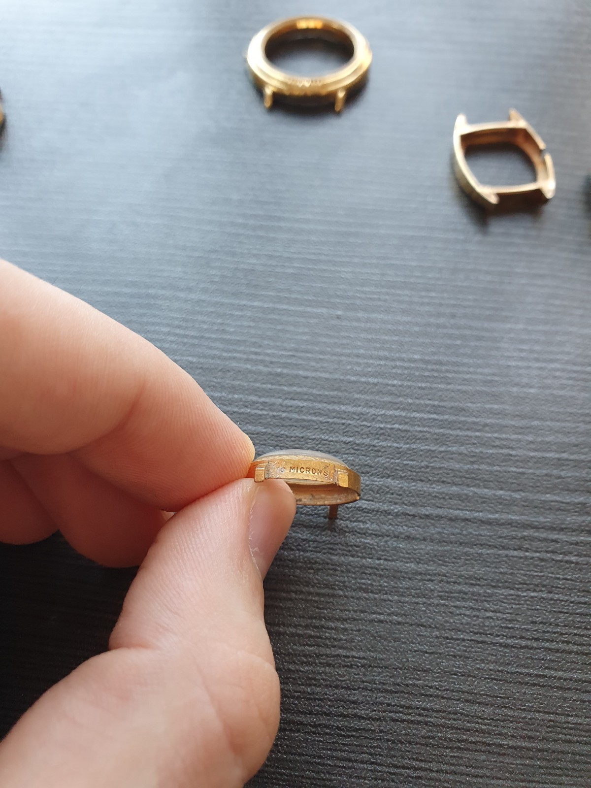 Set Of Old Gold Plated Swiss High Value Watch Bezels & Parts