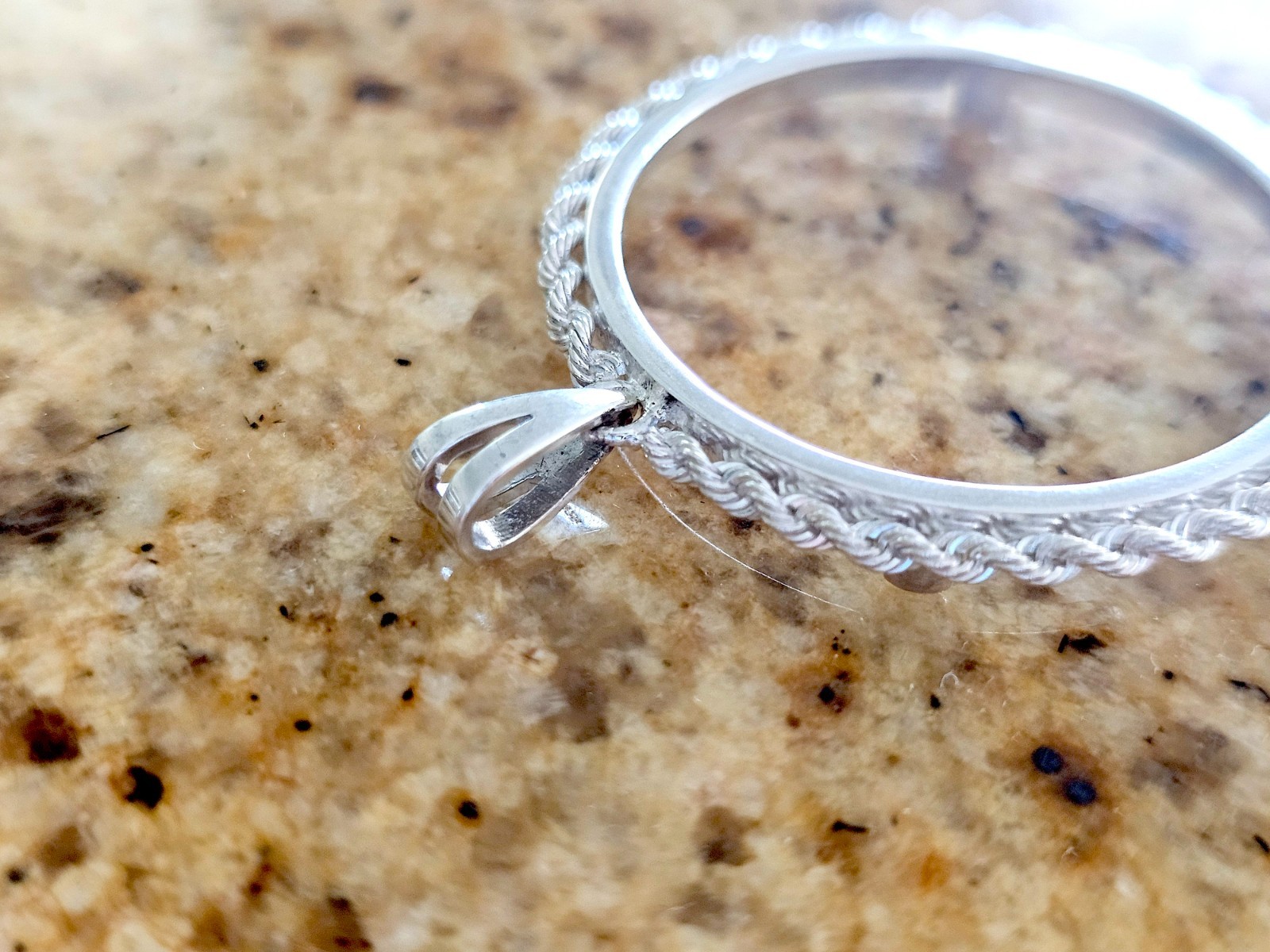 925 Sterling Silver Rope Edge Bezel for 34mm Mexican 1 Peso Coins