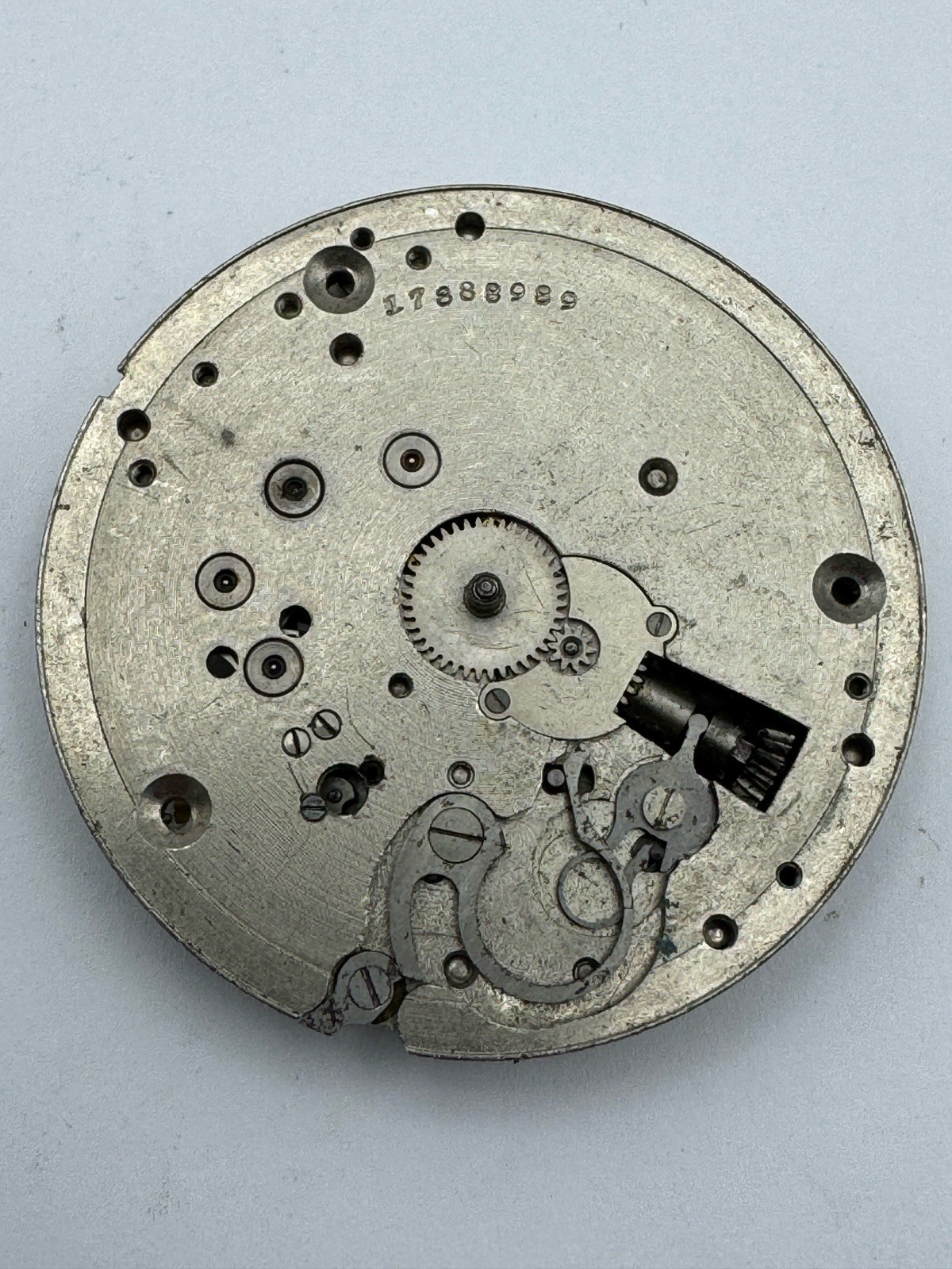 Vintage Elgin 16s 17J Grade 382 3 Finger Partial Pocket Watch Movement For Parts