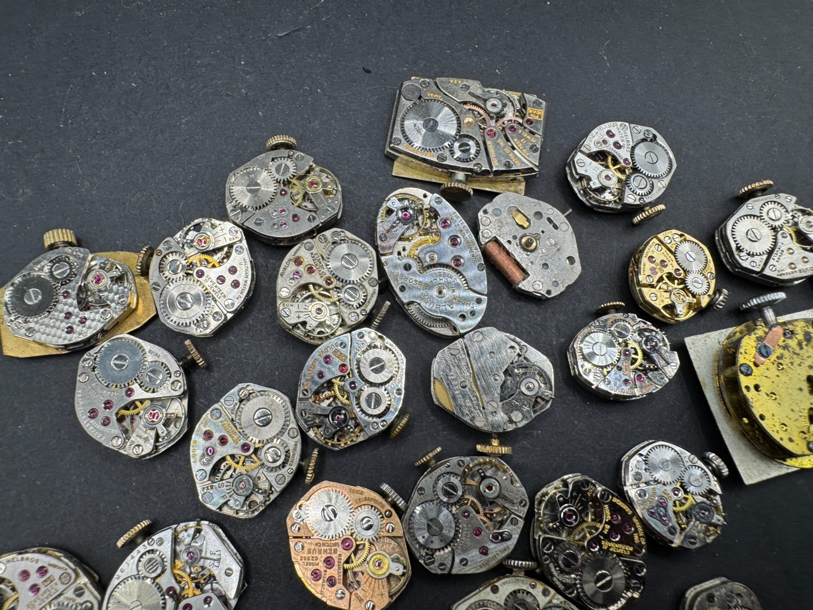 Vintage Rare Lot of 33 Automatic Movements Waltham Benrus Westfield Clinton