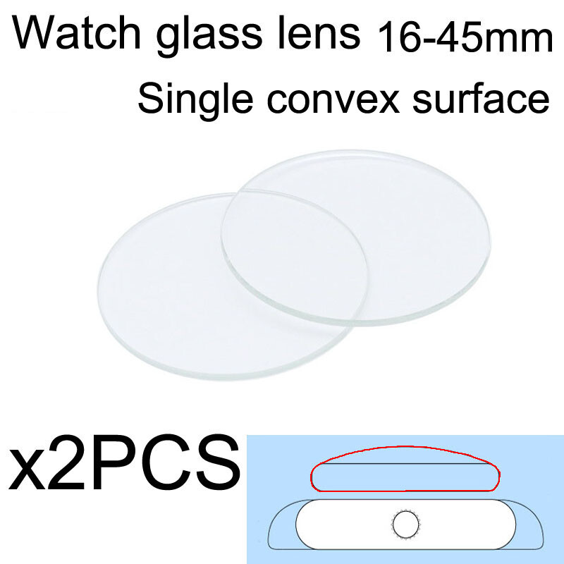 2PCS Clear Single Convex Replacement Watch Glass 16mm-45mm Watch Dial Lens Tool